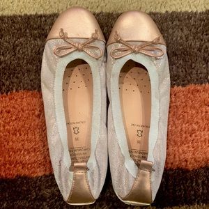 geox respira gold rose sparkles pattern ballet shoes slip on size 35 (3.5 US)